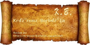 Krénusz Borbála névjegykártya